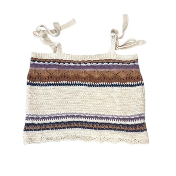 POL Tops - POL Crochet Knit Striped Tank Top Size L